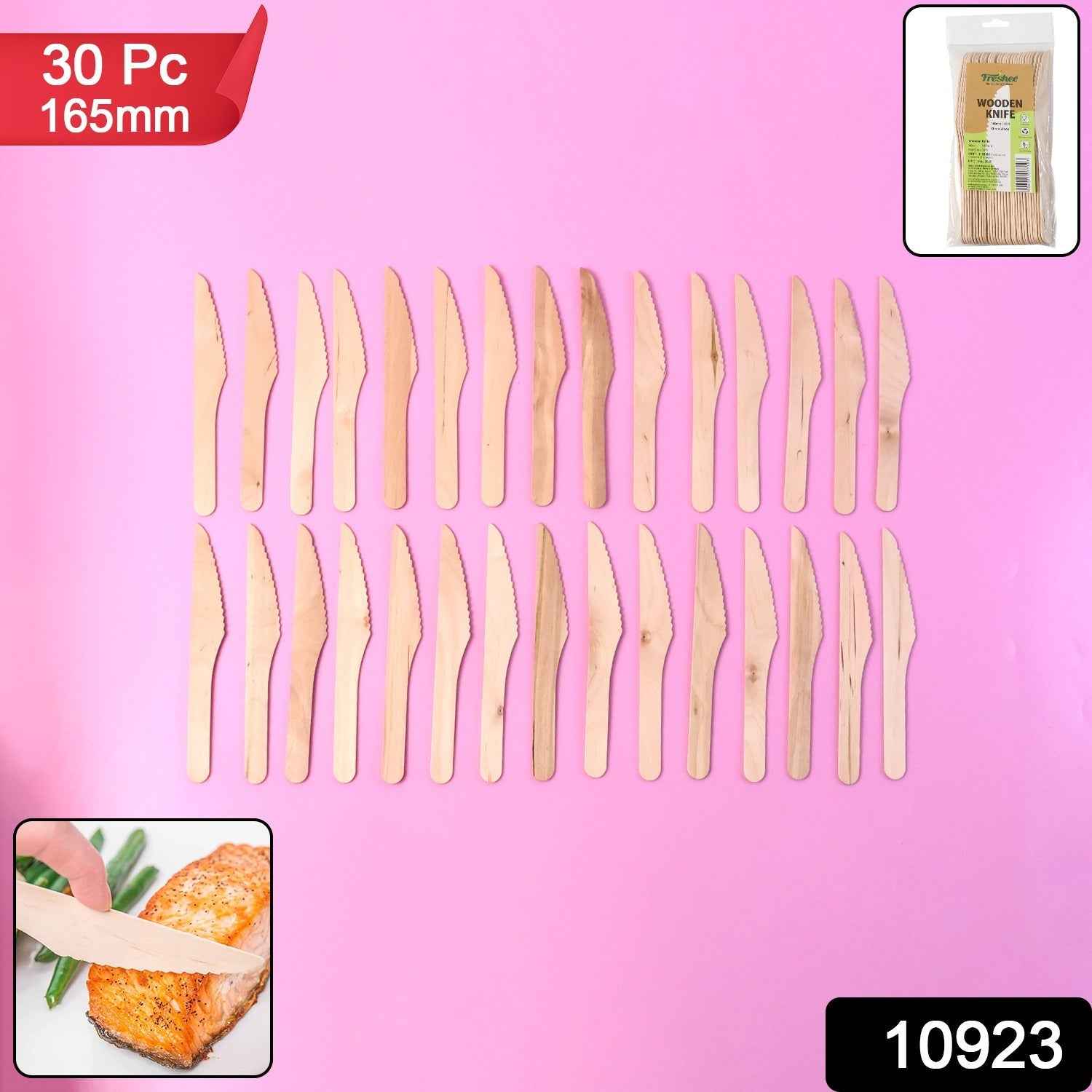 Wooden Knife – 165mm Smooth, Eco-Friendly Cutlery 30 Pcs Pack
