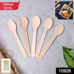 Disposable Wooden Spoon – 160mm Full-Size, 30 Pcs Pack