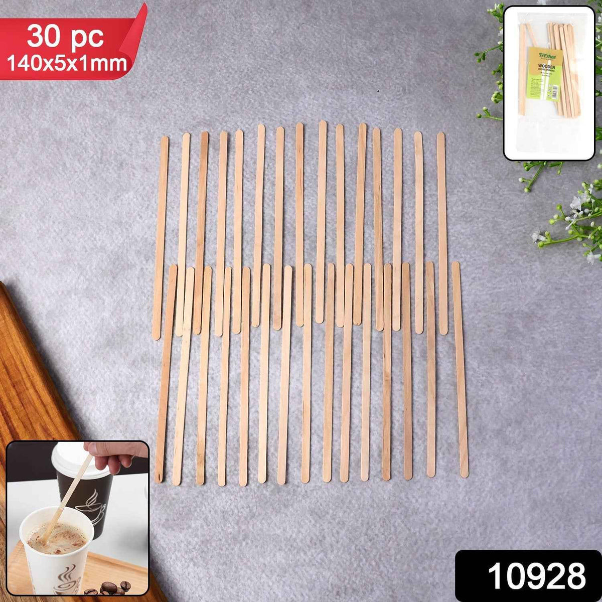 Wooden Coffee Stirrers – Eco-Friendly Smooth Birchwood 30 Pcs