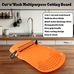 Cut 'n' Wash Multipurpose Cutting Board – Integrated Strainer & Knife