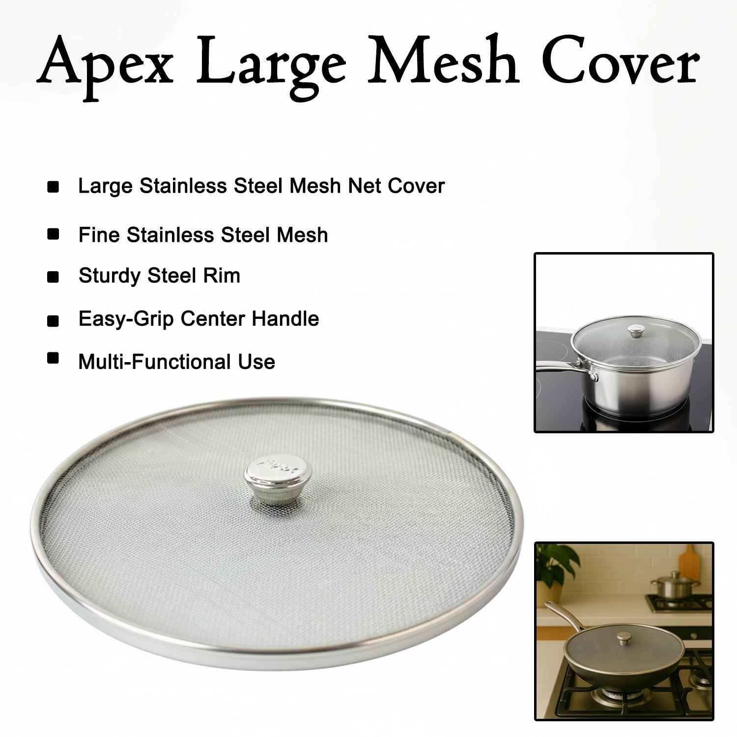 Large Stainless Steel Mesh Net Cover – Durable Oil Splatter Guard