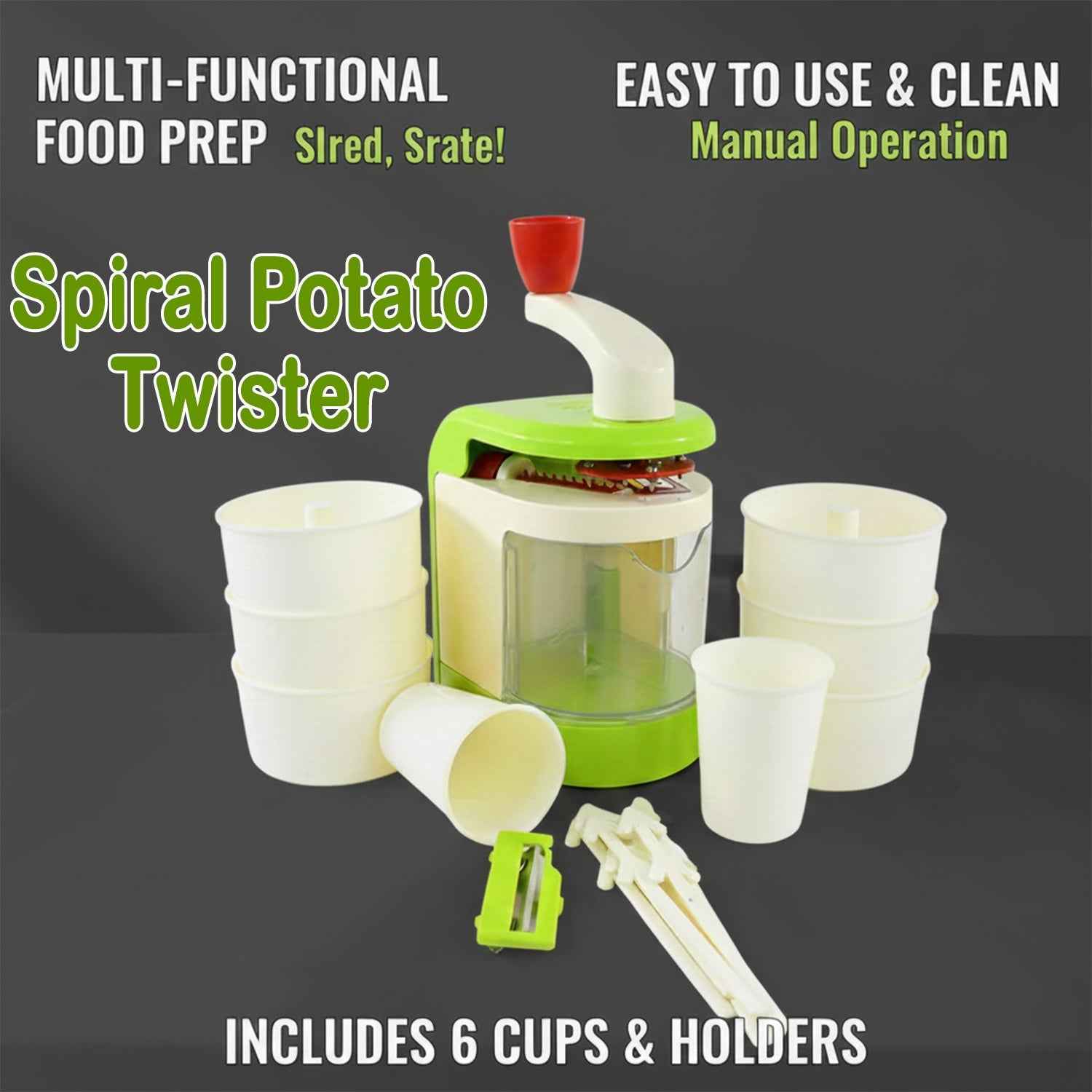 Spiral Potato Twister – Manual Snack Maker with Vacuum Base