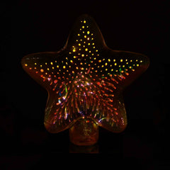 Star shape 3D illusion night lamp illuminating vibrant colors in a dark room