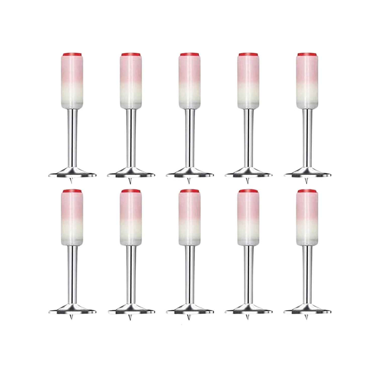 Close-up of a set of ten high-quality steel round nails for nail guns.