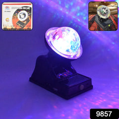 Close-up of Solar disco LED party light glowing brightly