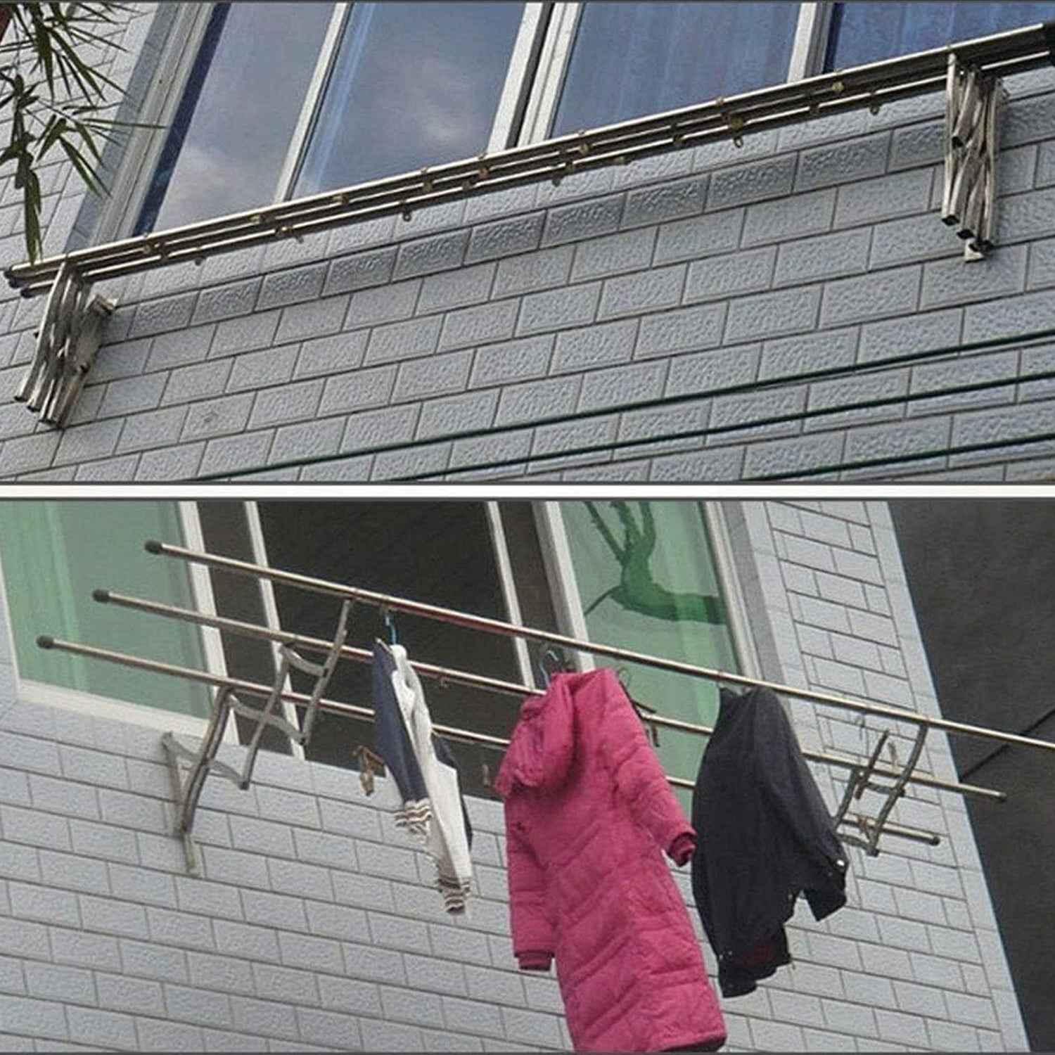 Foldable Clothes Rail – Stainless Steel Wall Mount | BathNova