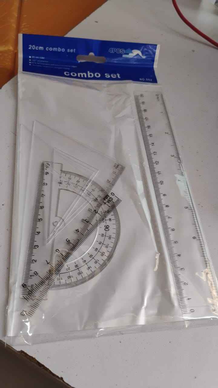 Plastic Geometry Set – Accurate Triangle Ruler & Protractor