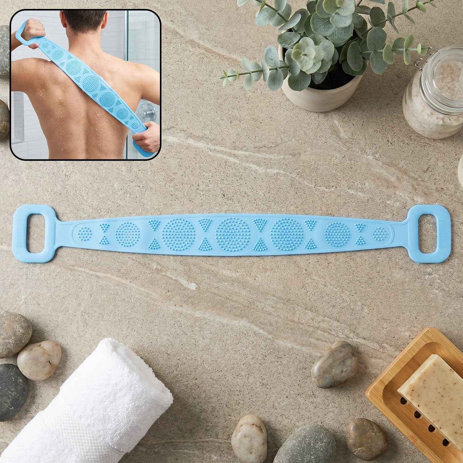 Silicone Back Scrubber Belt Ð Effective Dual-Handle Exfoliation