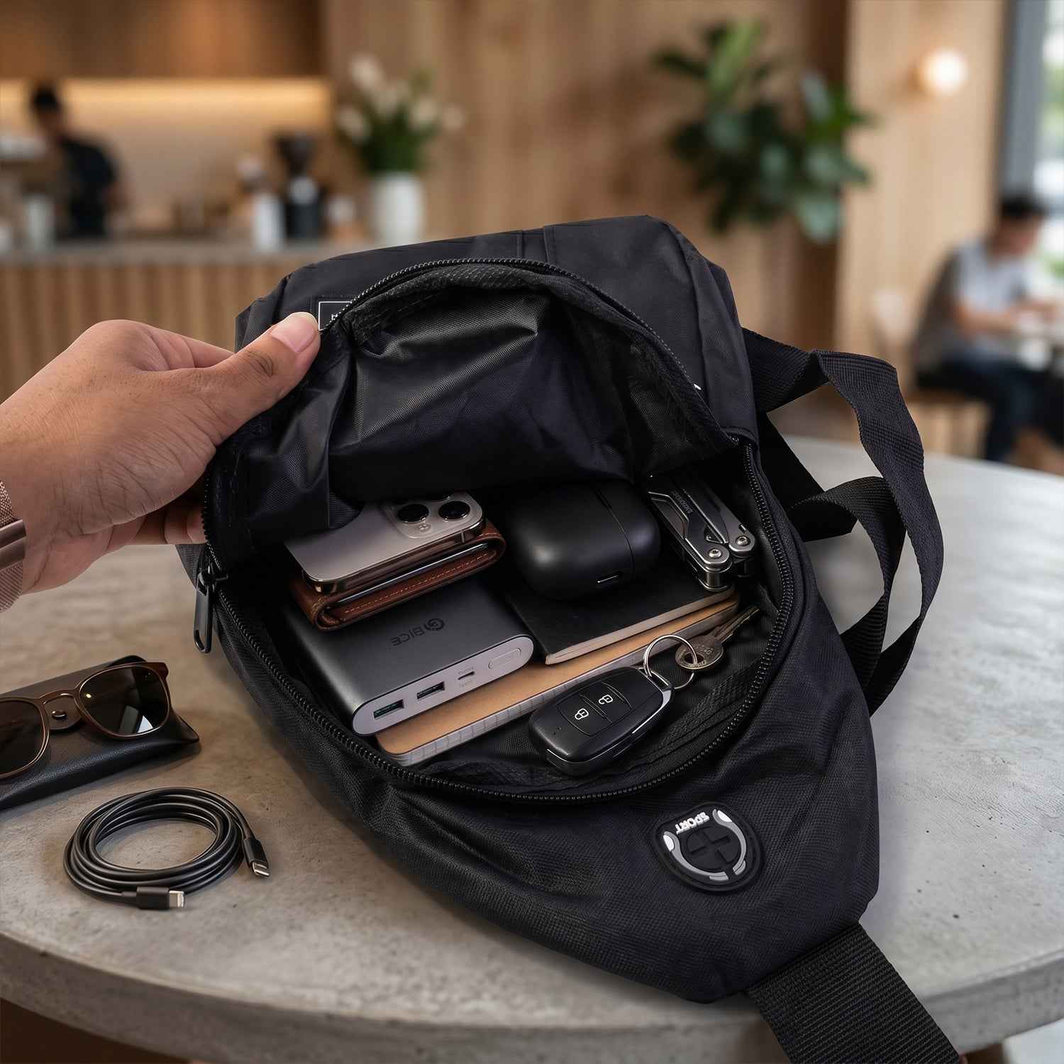 Waterproof USB Charging Sling Bag – Travel & Crossbody | FERVENT