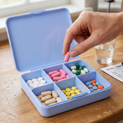 Pill Organizer Box Ð Compact 6-Compartment Daily Medicine Storage