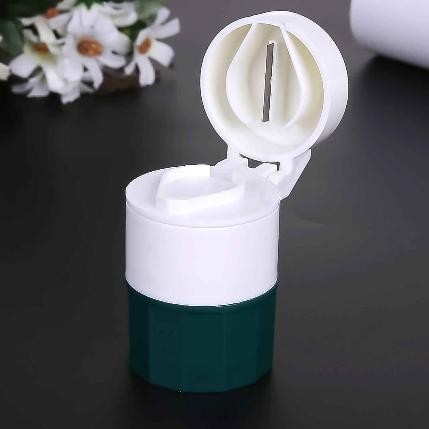 Pill Crusher 4-in-1 with Grinder, Cutter & Water Cup – Compact & Portable