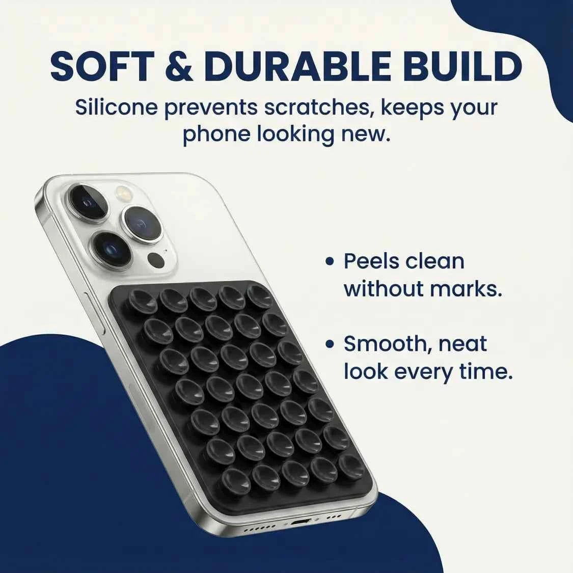 Close-up of  suction phone holder mount showcasing silicone suction feature