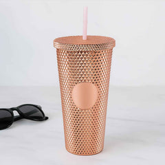 Studded Tumbler – Double Walled Cold Cup with Straw Lid