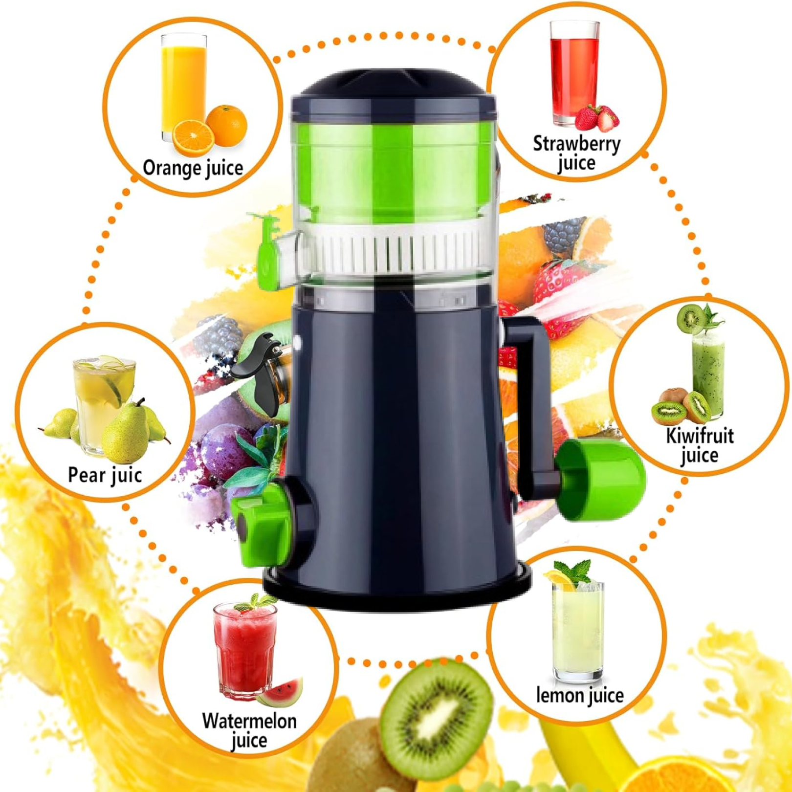 Manual Juicer – Compact, Vacuum Lock Base for Easy Juice Extraction