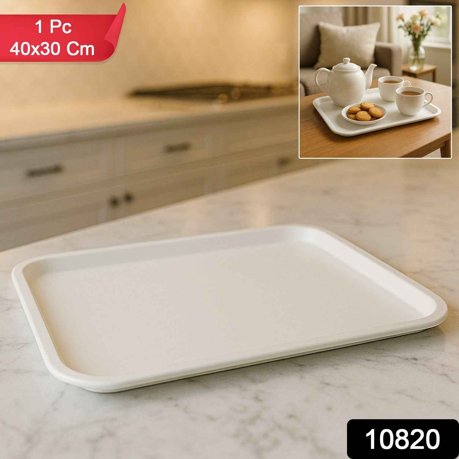 Plastic Serving Tray – Durable 40x30 cm Rectangular Tray