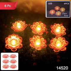 Lotus Shaped LED Flameless Candles – Set of 6 Decorative Lights