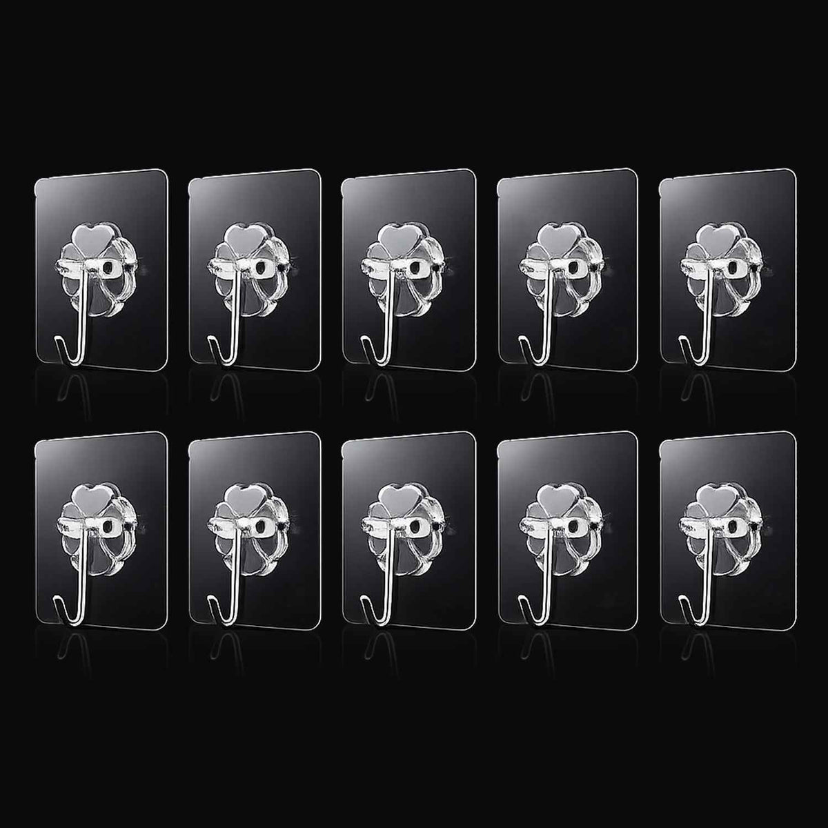 Strong Transparent Adhesive Wall Hooks Ð 10 Pc Set for Home & Kitchen