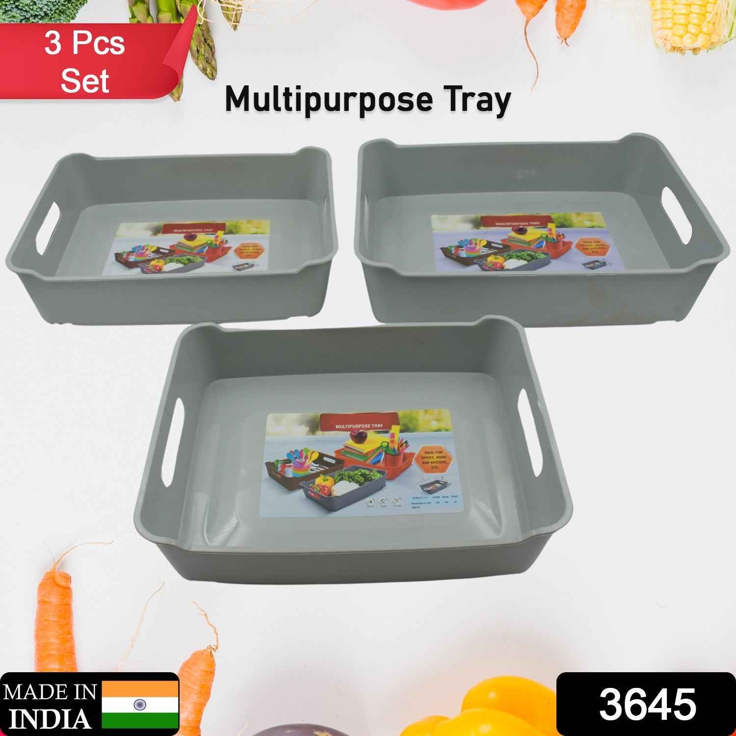 Plastic Storage Tray Set of 3 – Multi-Purpose Organizer | Organivo