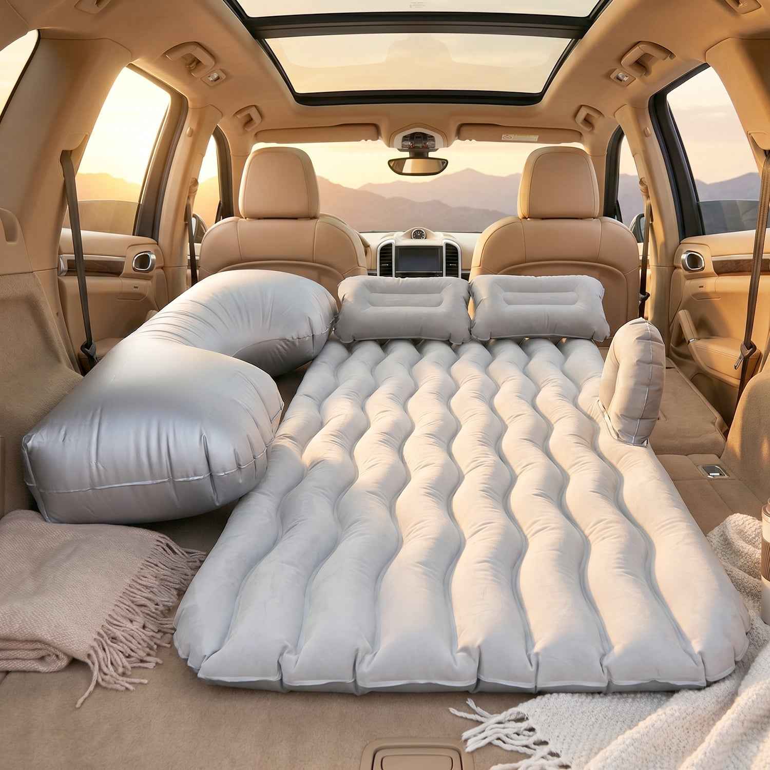 Portable Car Air Mattress Ð Foldable with Pump & Pillows for Road Trips