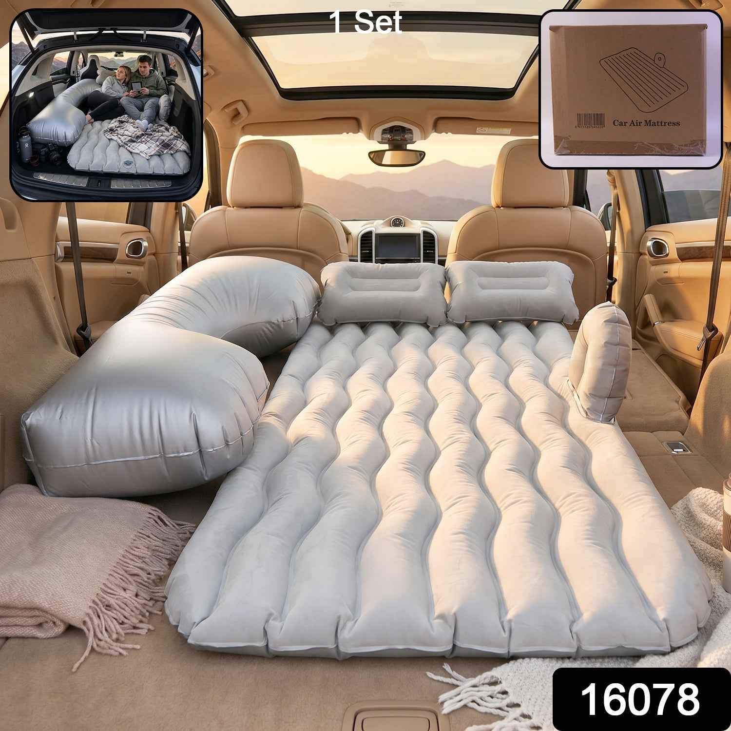 Portable Car Air Mattress Ð Foldable with Pump & Pillows for Road Trips
