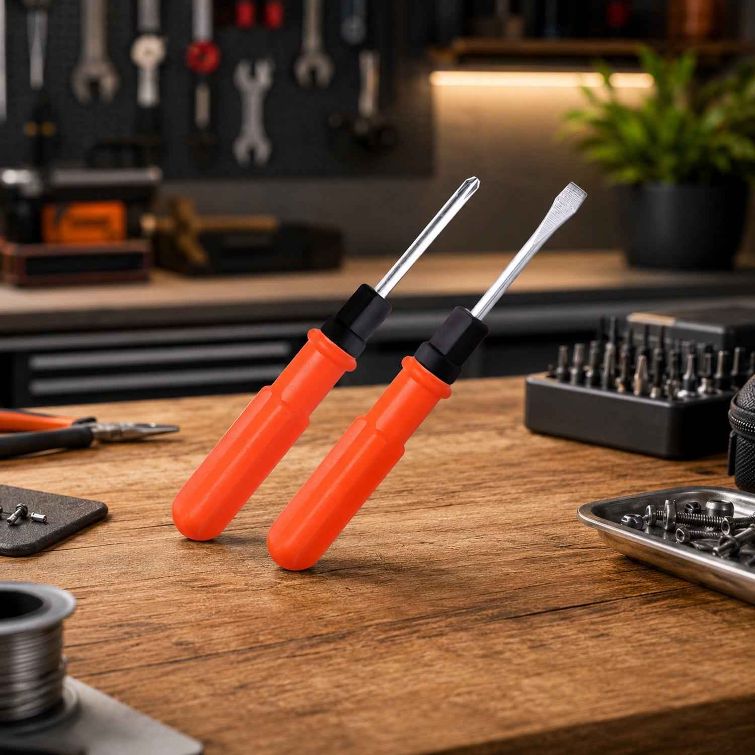 Small 2 in 1 screwdriver Ð Reversible flathead and Phillips tool for home & work