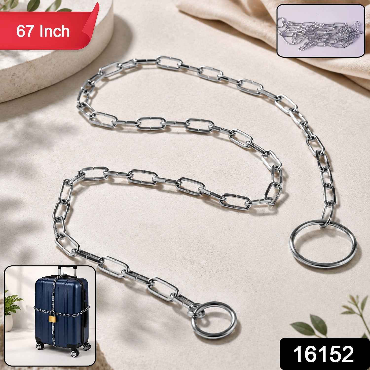 Heavy Duty Steel Luggage Lock Chain Ð 67 Inch Anti-Theft Travel Security
