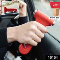2 in 1 Car Safety Hammer Emergency Window Breaker and Seatbelt Cutter (1 Pc)