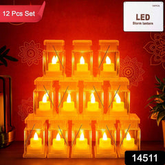 LED Storm Lantern Decorative Lights – Set of 12 Battery-Operated Flameless Lanterns