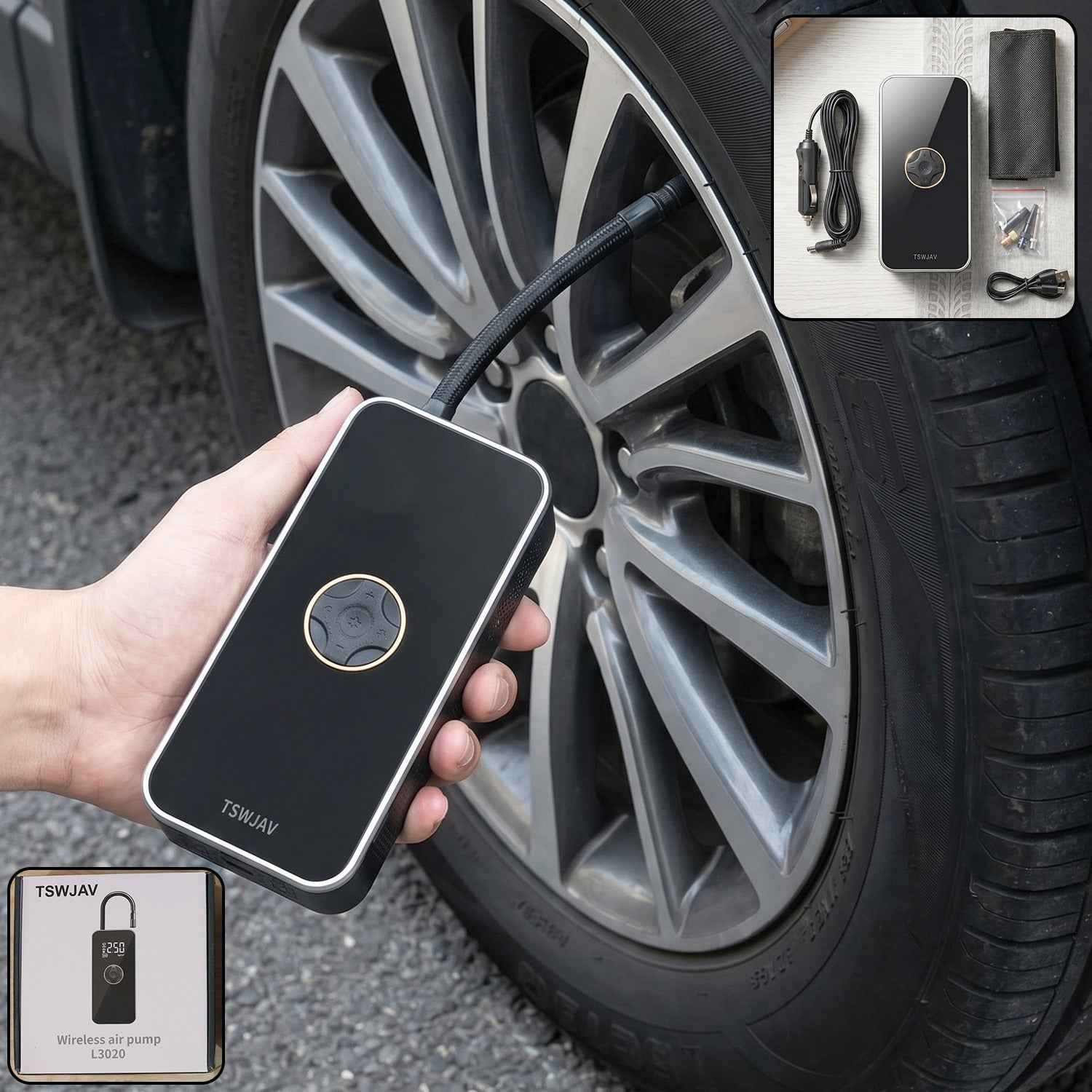 Portable Electric Car Tyre Pump Ð Wireless & Rechargeable for Easy Inflation