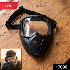 Bike goggle face mask packaging showing black design and adjustable strap