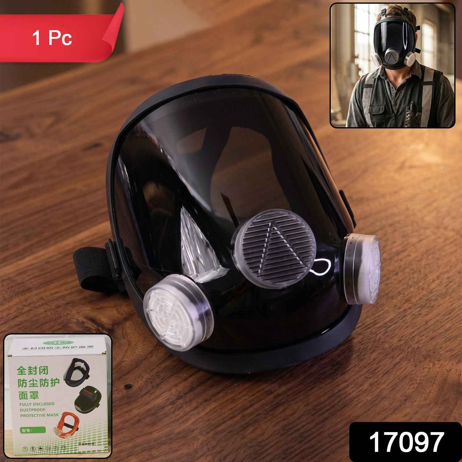 Full Face Safety Respirator Mask Ð Dual Filters & Clear Visor for Protection