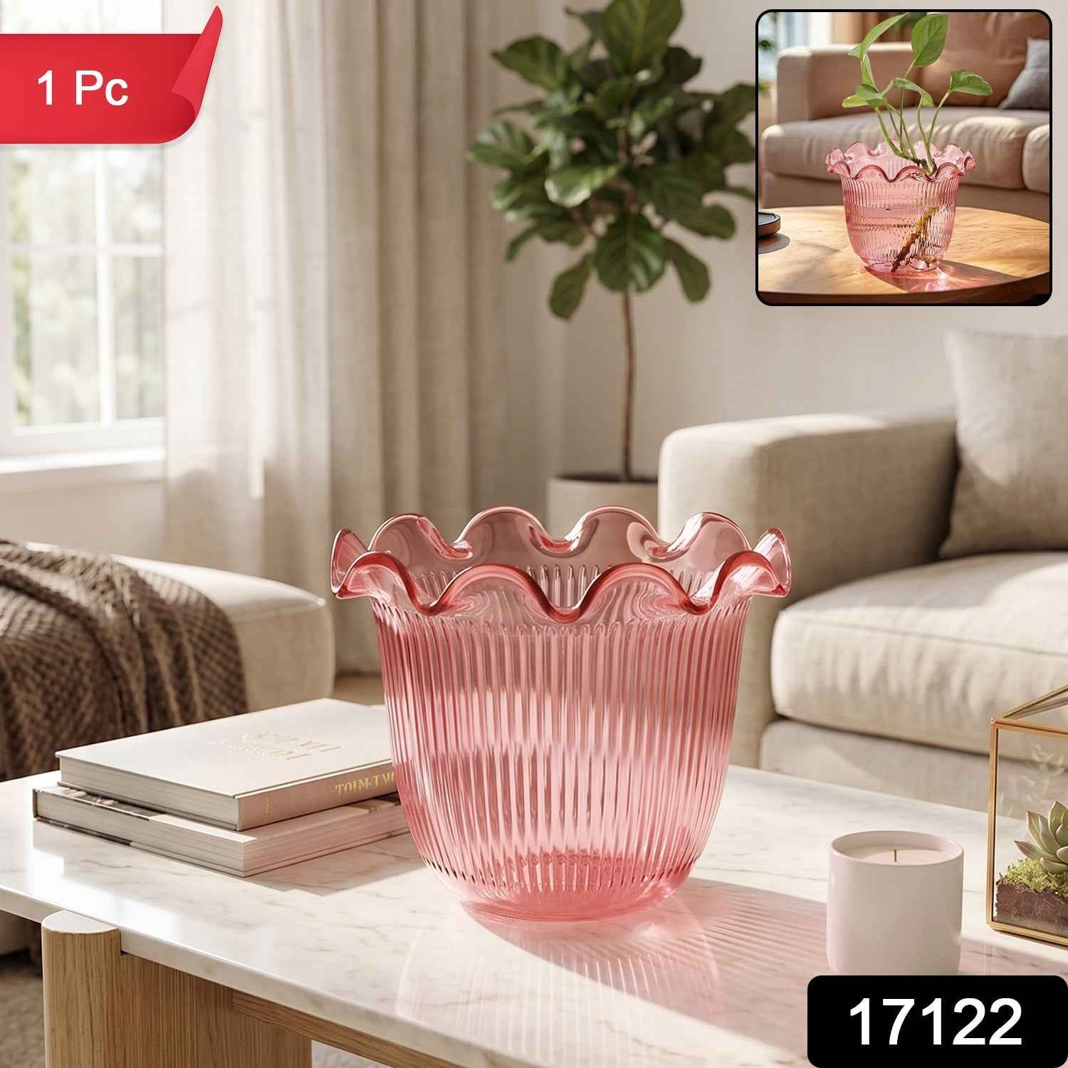 Decorative Ruffled Flower Pot Planter Vase Ð Versatile Home Decor