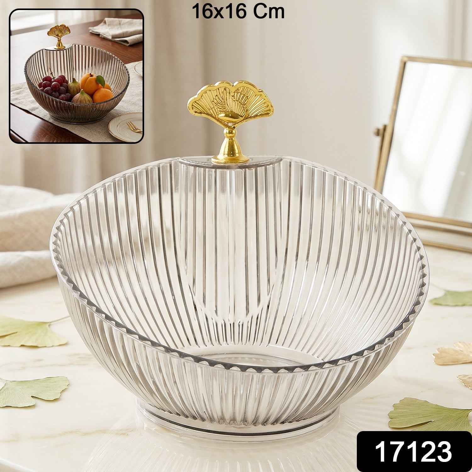 Decorative Plastic Fruit Bowl Ð Elegant Gold Accent for Dining