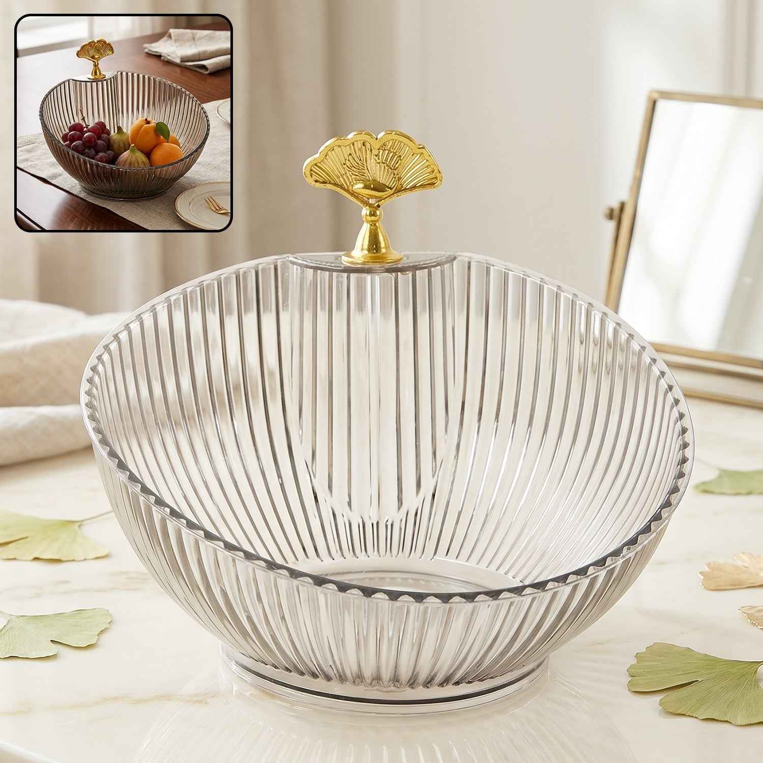 Decorative Plastic Fruit Bowl Ð Elegant Gold Accent for Dining