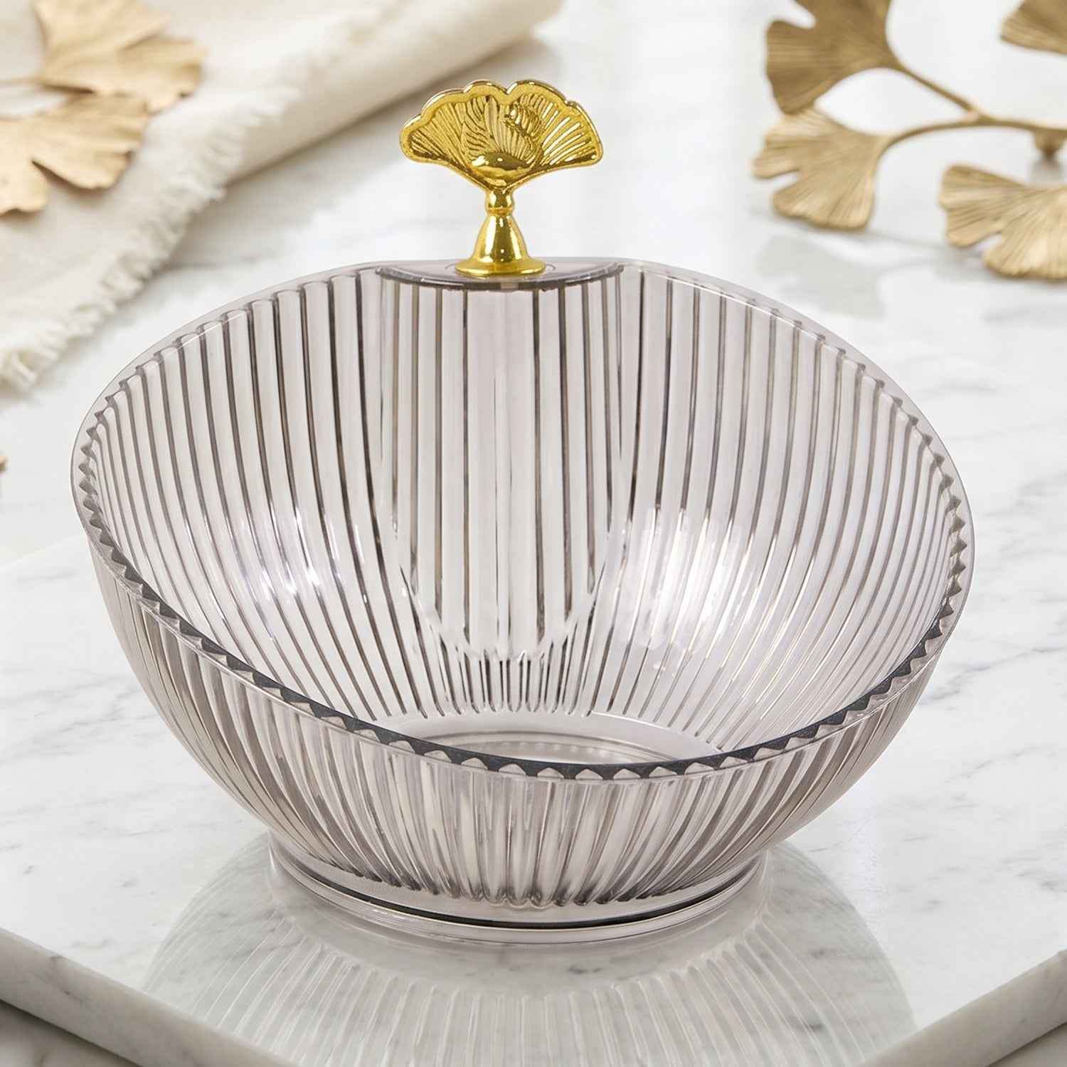 Decorative Plastic Fruit Bowl Ð Elegant Gold Accent for Dining