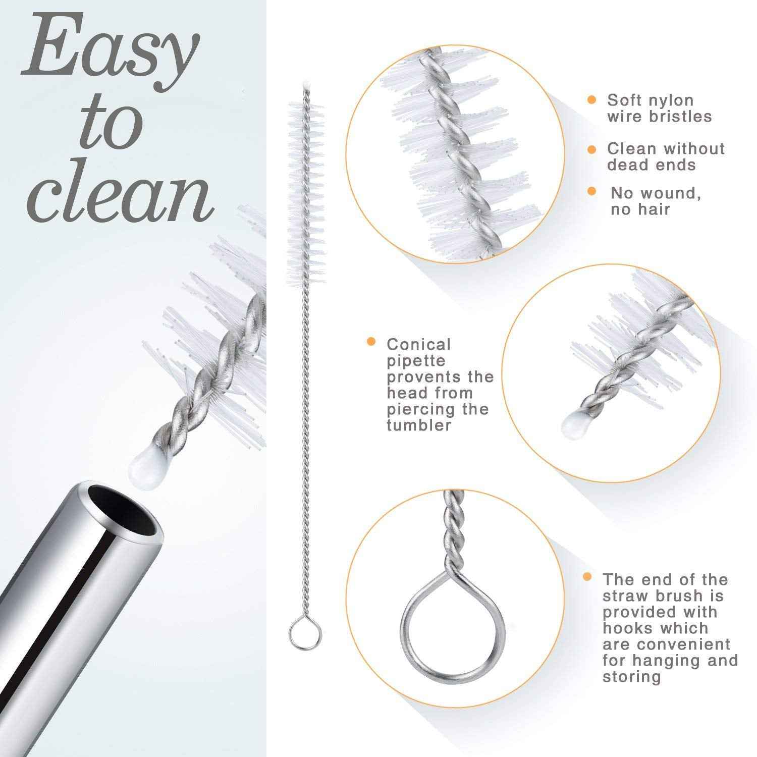 Stainless Steel Straws – Reusable Bent Set with Brush | Siplix