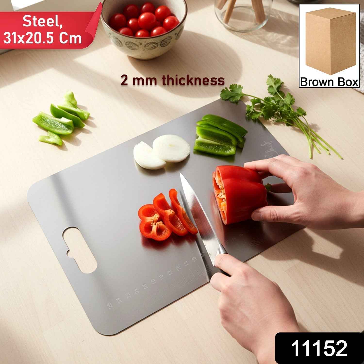 Large Stainless Steel Cutting Board – 31x20.5cm with Scale