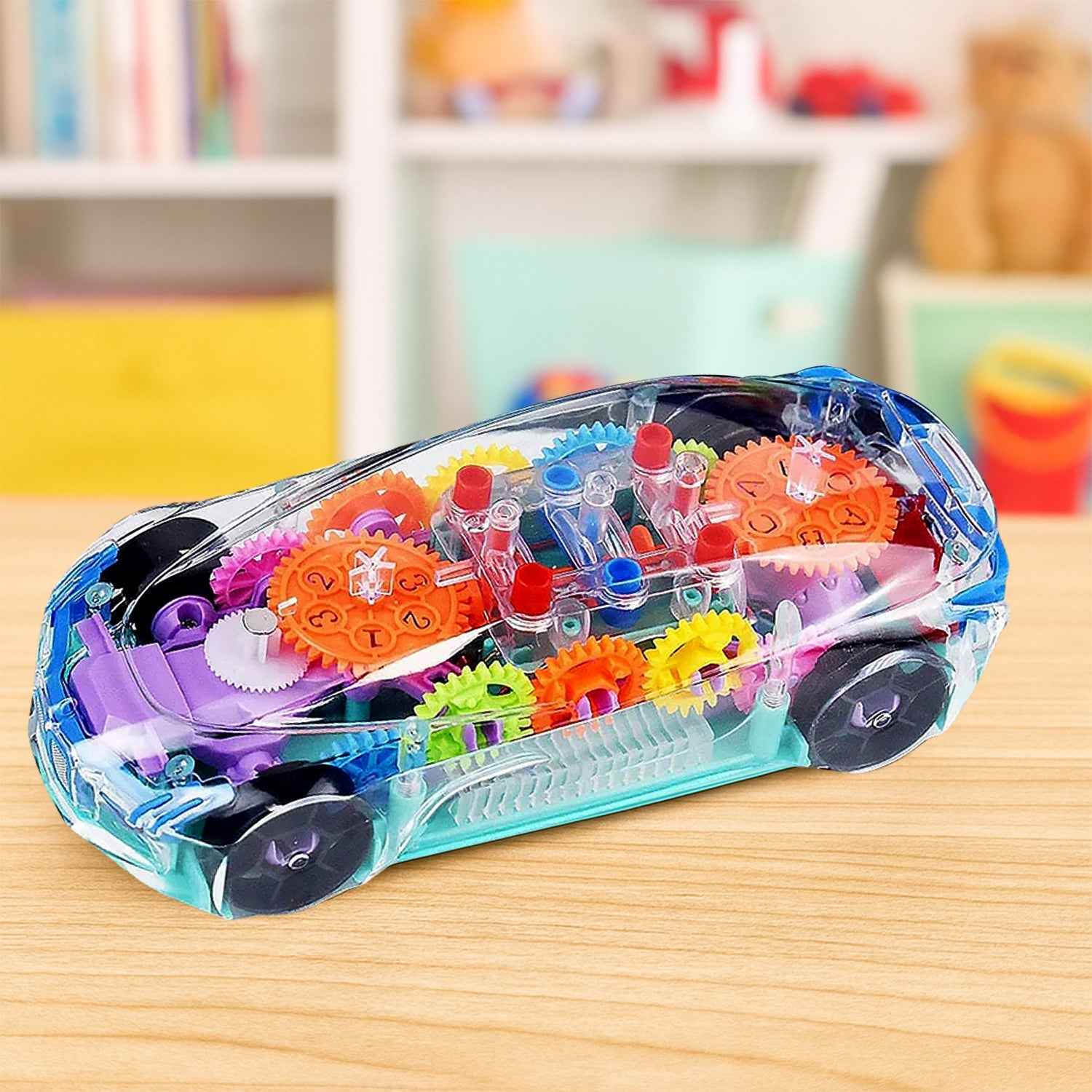 Gear Car Toy – Transparent, Musical & 3D Lights for Kids | Spark Tots
