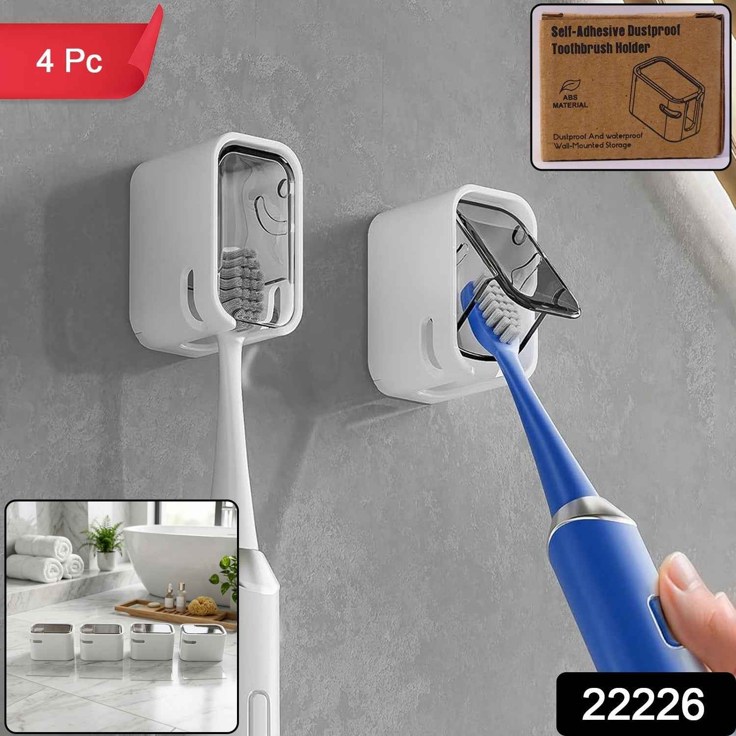 Self Adhesive Dustproof Toothbrush Holder – Space-saving Wall Mount