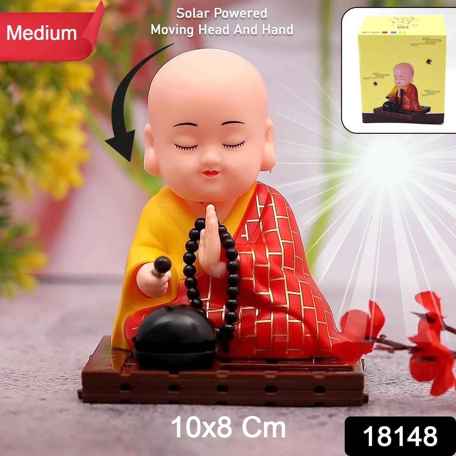 Solar Buddha Statue – Moving Head & Hand Decor | XcelCraft