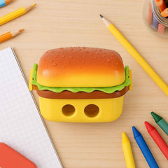 Burger Shape Sharpener with Eraser – Double Hole for Kids