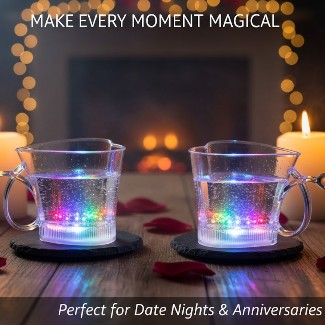 LED Glass Cup – Heart Shape Blinking Party Drinkware | Siplix