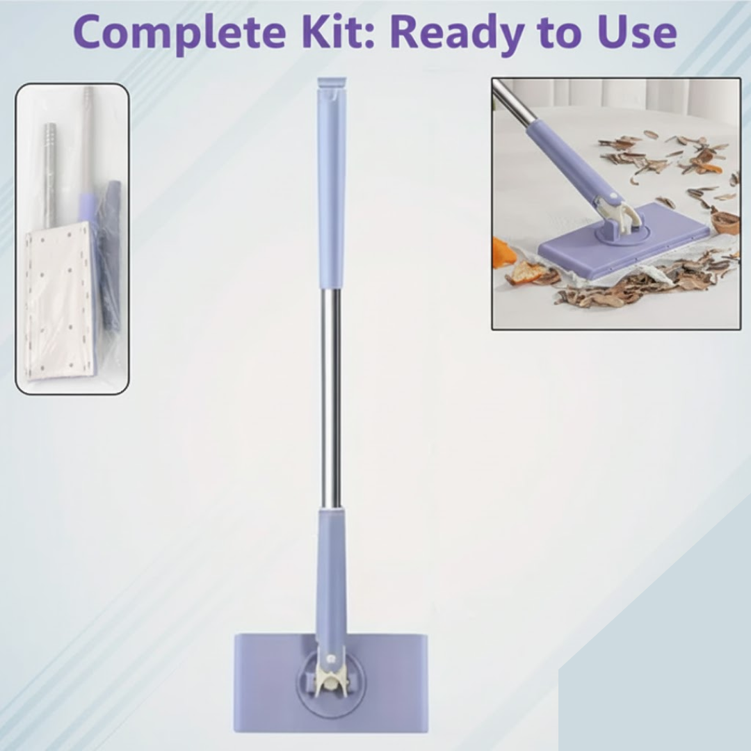 Mini Mop with Automatic Cloth Change & Push-Pull Handle | Velvet Wipe