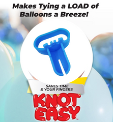 Step-by-step diagram demonstrating the correct usage of the balloon knotting device.