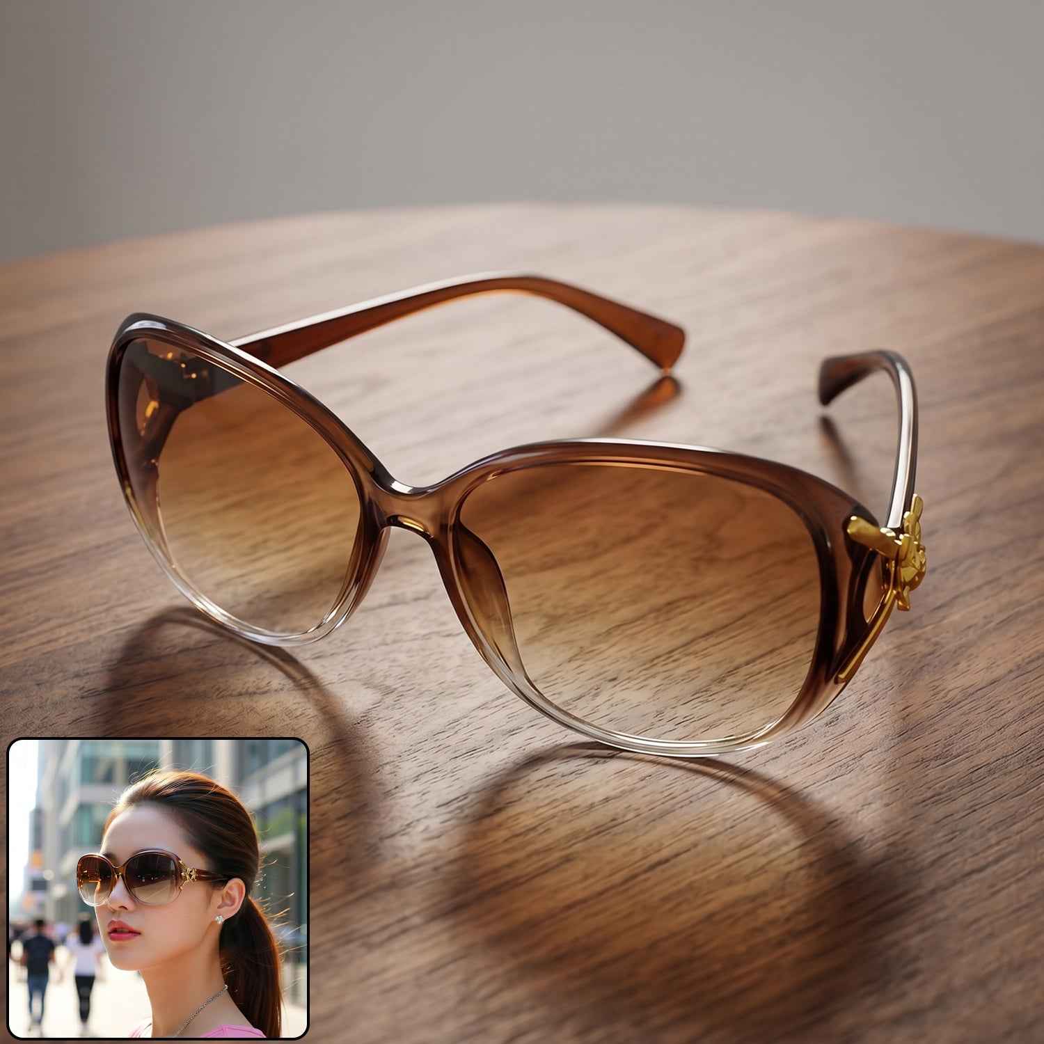 Oversized Sunglasses for Women Ð Trendy Gradient Lenses & Gold Accents