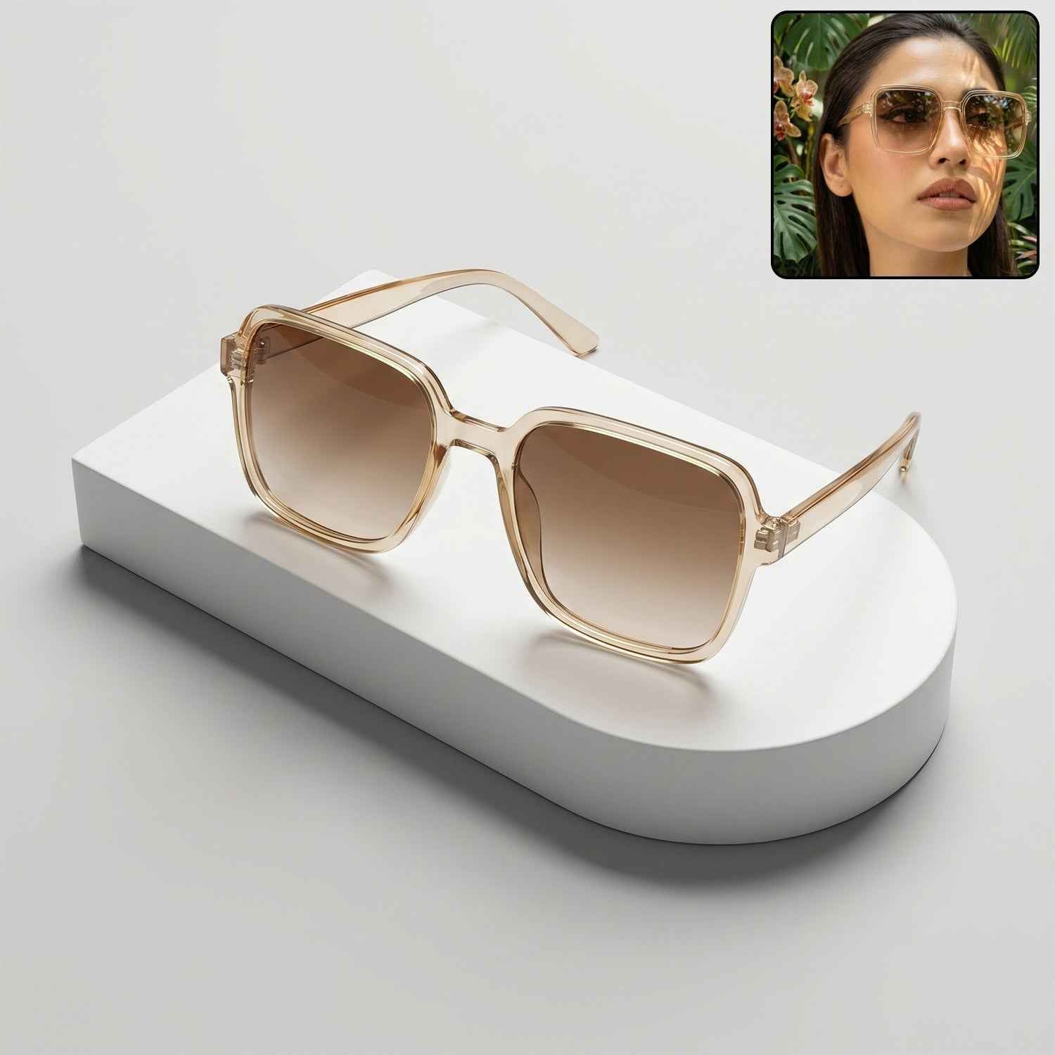 Square Retro Sunglasses Ð Trendy Oversized Gradient Tinted Eyewear