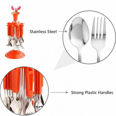 24 Pcs Cutlery Set – Stainless Steel & Plastic | Indo Glow