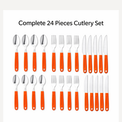 24 Pcs Cutlery Set – Stainless Steel & Plastic | Indo Glow