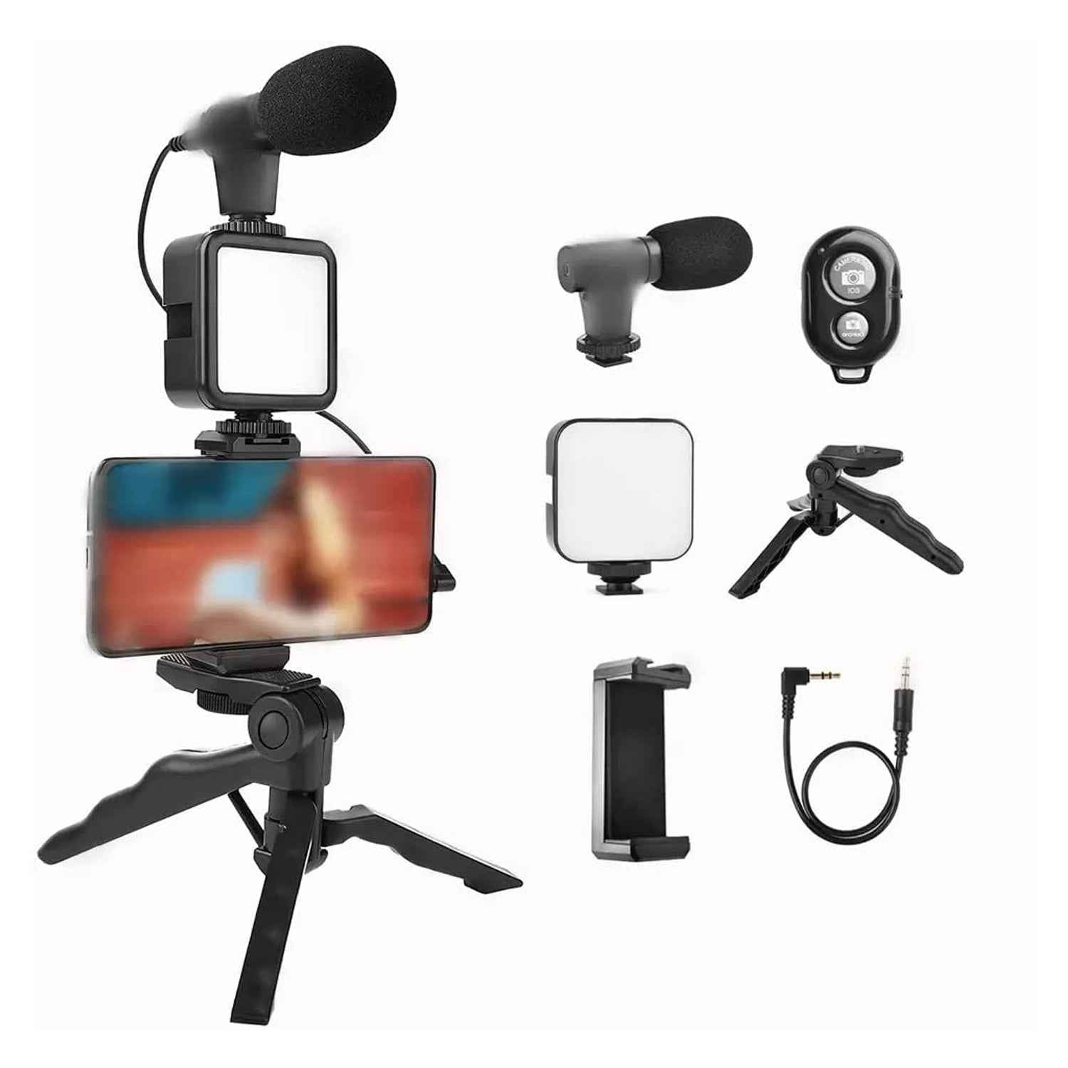 Vlogging Kit – Mini Tripod, Mic & LED Light for Video Making | Mobiléon