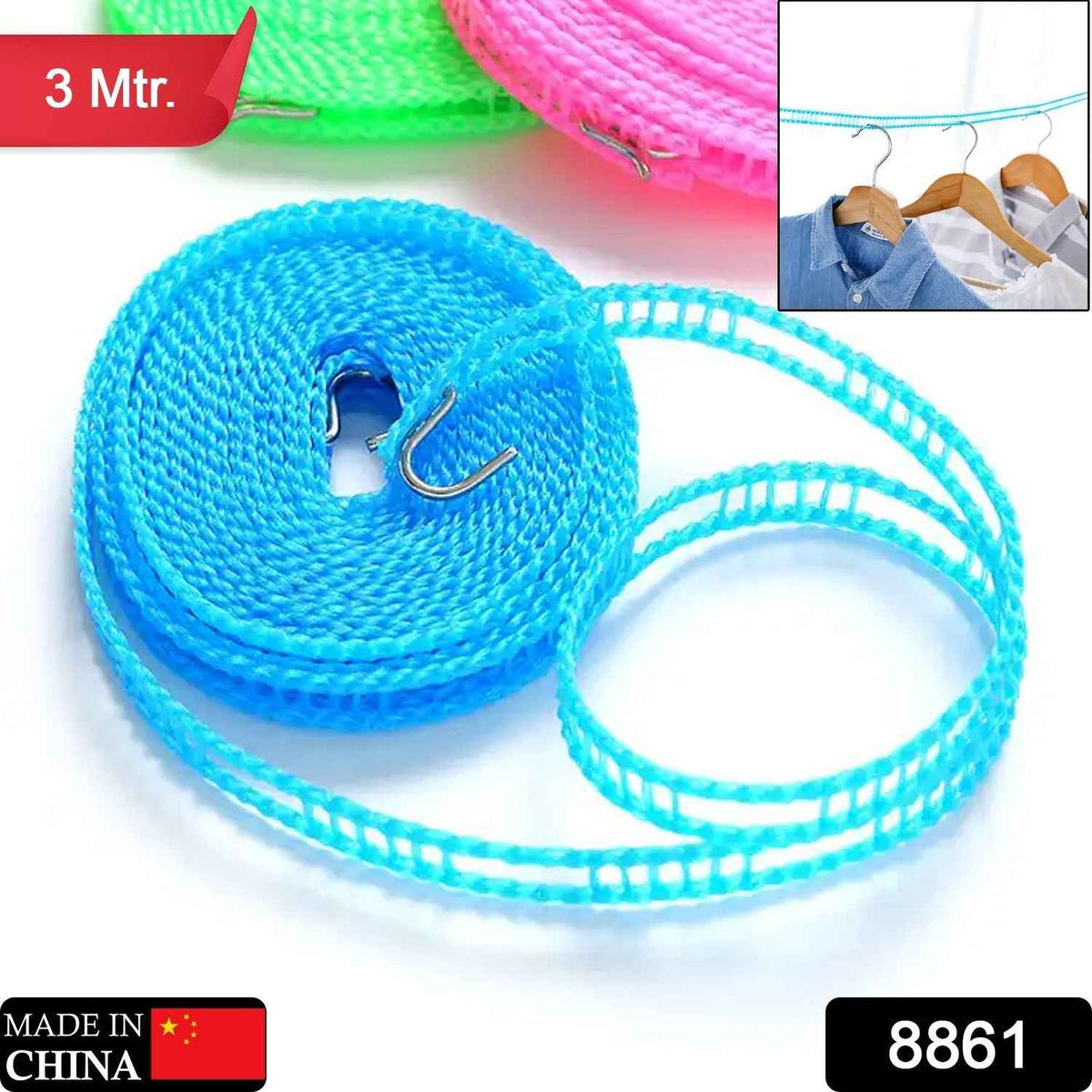 Anti-Slip Clothesline Rope – 3m Nylon, Indoor/Outdoor | Organivo